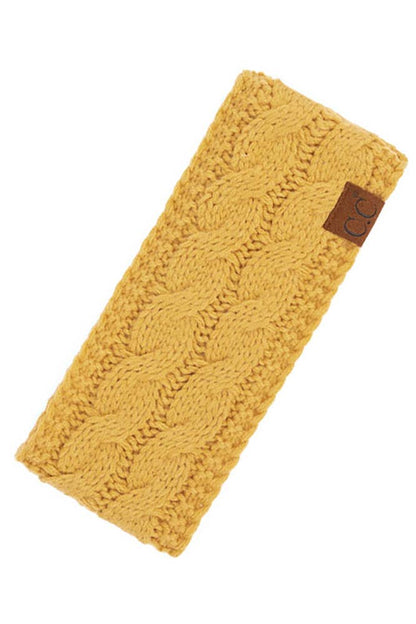 Black Cable Knit Solid Headband