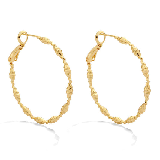 Textured Lever Back Hoops: Gold