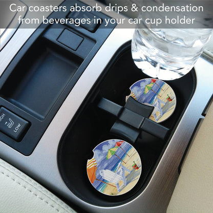 Beach Umbrellas Absorbent Stone Car Coaster 1 Pk