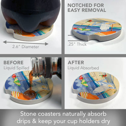 Beach Umbrellas Absorbent Stone Car Coaster 1 Pk