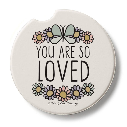 "So Loved" Absorbent Stone Car Coaster 1pk