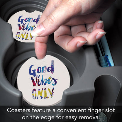 "Good Vibes" Absorbent Stone Car Coaster 1pk