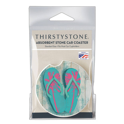 "Pompano Sandals" Absorbent Stone Car Coaster 1pk