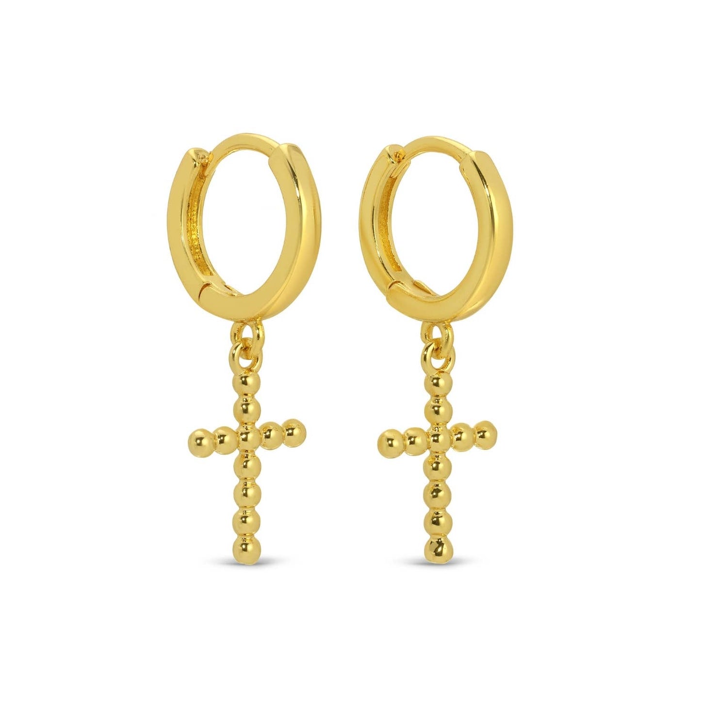 Cross Drop Huggies: Gold