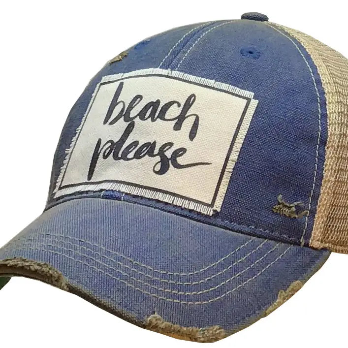 Beach Please Distressed Trucker Hat