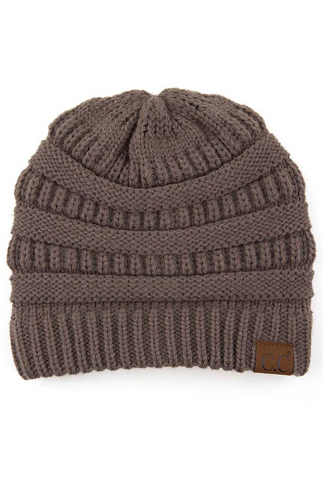 Earth Gray Cable Knit Classic Beanie Winter Hat