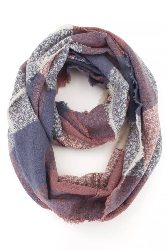 Blue Check Pattern Infinity Scarf