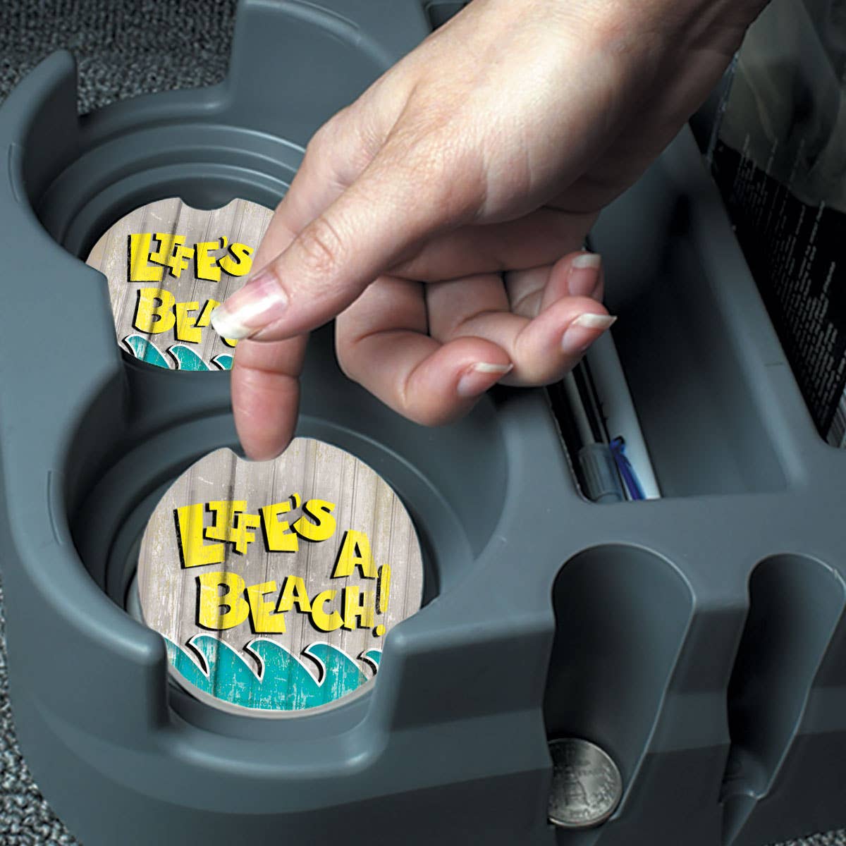 Life's a Beach 1-pk Absorbent Stone Car Coaster