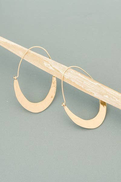 U Shape Drop Earrings, Gold