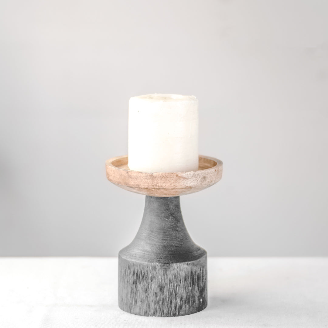 Black & Wood Candle Holder