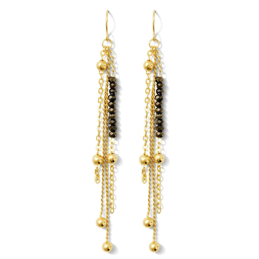 Black & Gold Long Earring with a Pop of Color