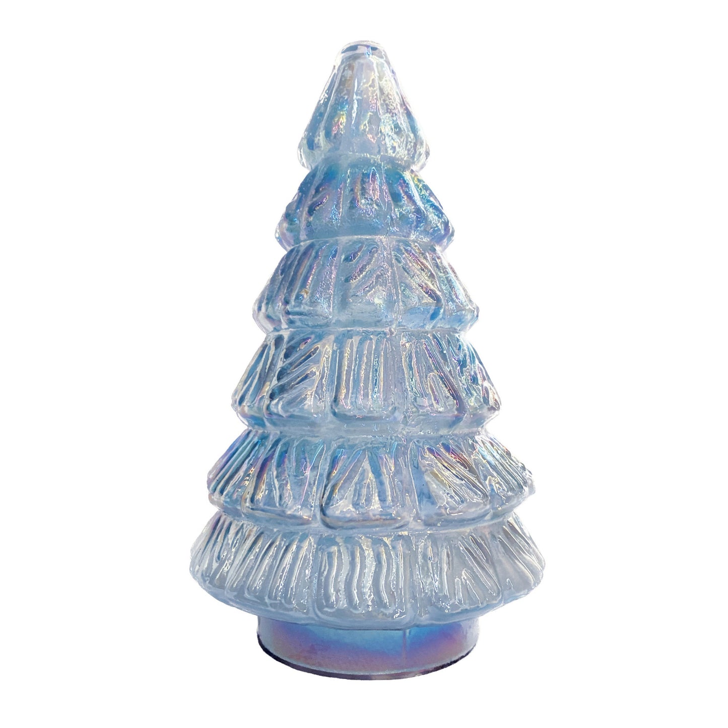 Embossed Recycled Glass Tree, Iridescent Blue