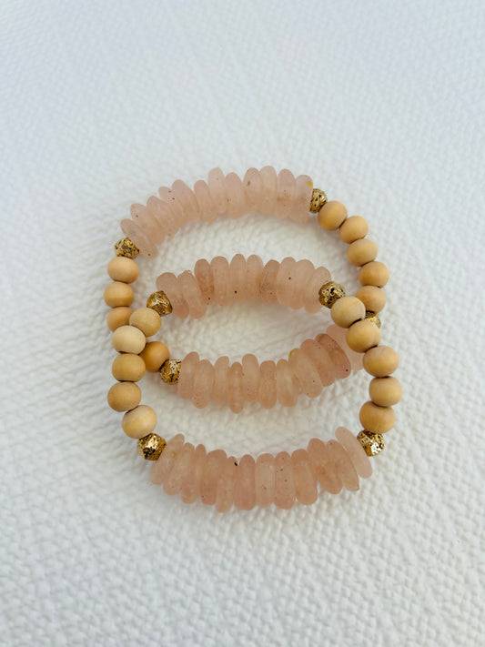 Large Blush & Natural Bracelet