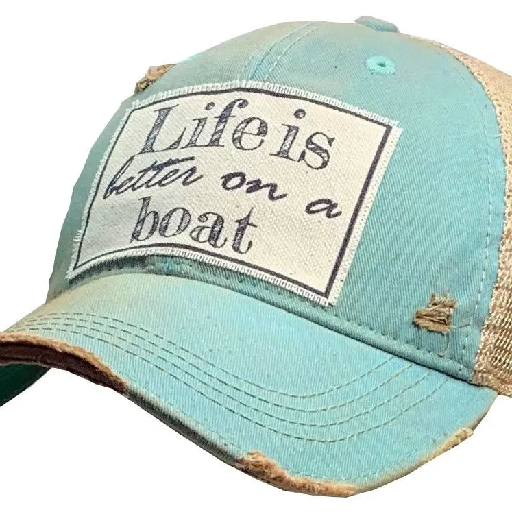 Life Is Better On A Boat Distressed Trucker Hat