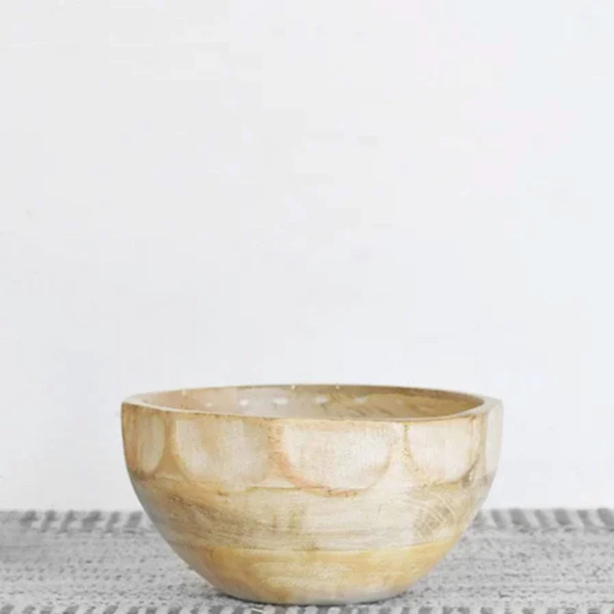 White Washed Wood Bowl