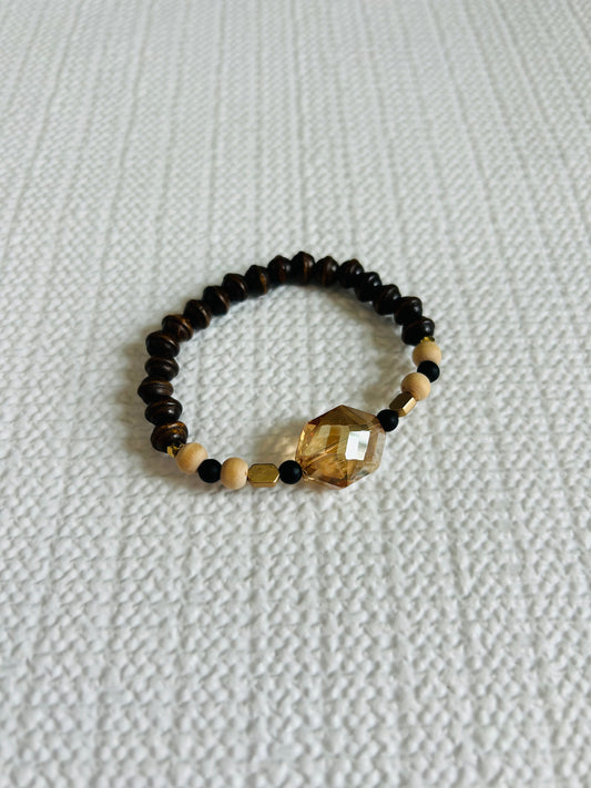 Brown, Natural & Black With Crystal Bracelet