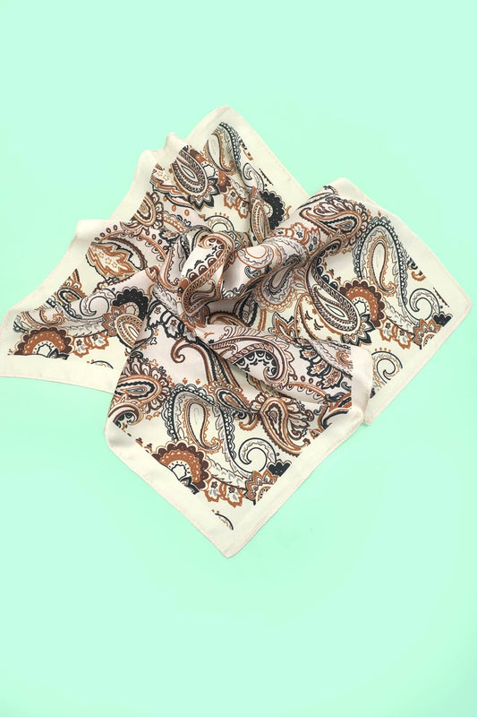 Ivory Paisley Pink Silky Feel Bandana Scarf
