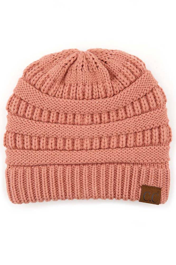 Salmon Pink Cable Knit Classic Beanie Winter Hat