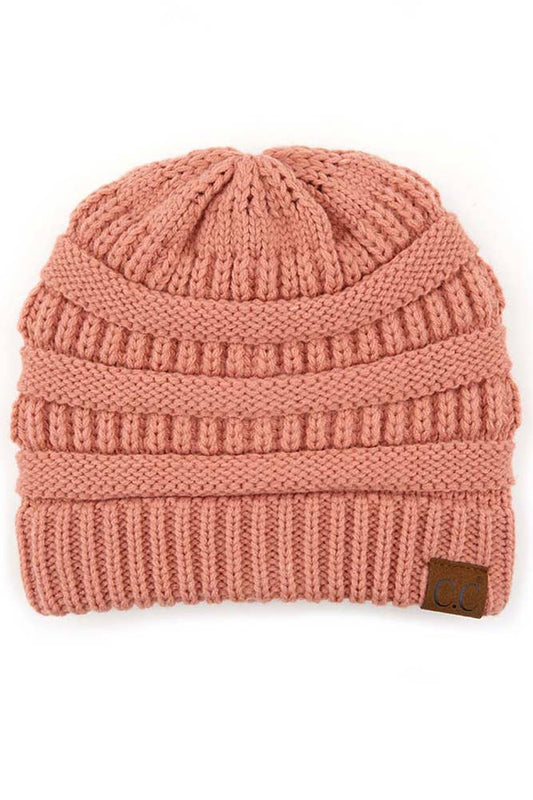 Salmon Pink Cable Knit Classic Beanie Winter Hat