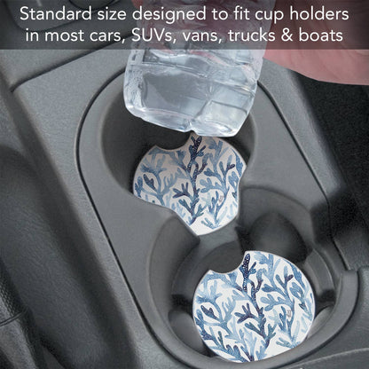 "Ocean Coral" Absorbent Stone Car Coaster 1pk