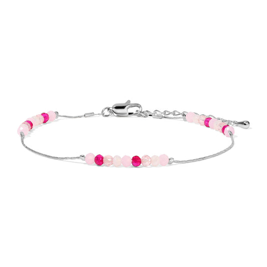 Pink Mini Beaded Crystal with Silver Chain Ankle Bracelet