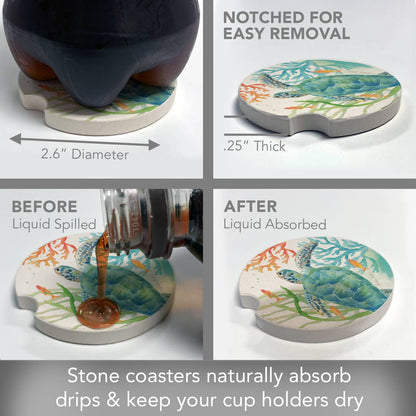 Sea Life Serenade Absorbent Stone Car Coaster 1 Pack