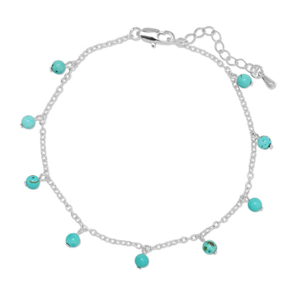Silver Chain + Turquoise Howlite Gemstones Ankle Bracelet