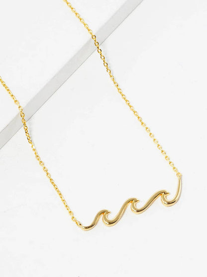 Gold 18K Gold Dipped Wave Pendant Necklace