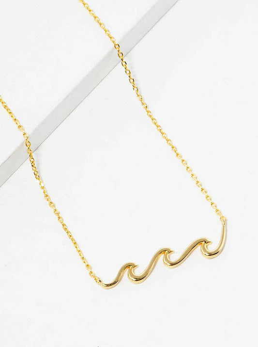 Gold 18K Gold Dipped Wave Pendant Necklace