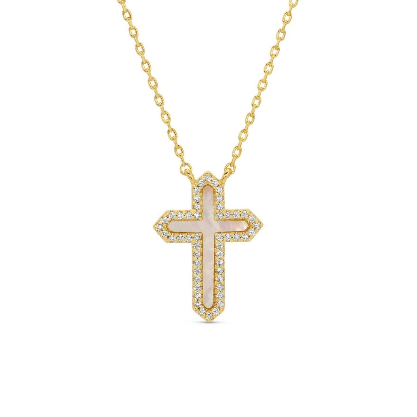 Feel the Faith, Shell Pave Cross Necklace