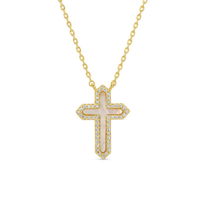 Feel the Faith, Shell Pave Cross Necklace