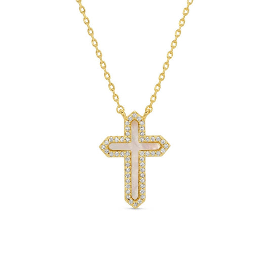 Feel the Faith, Shell Pave Cross Necklace