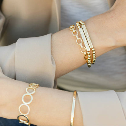 Gold Pave Bar Stretch Bracelet