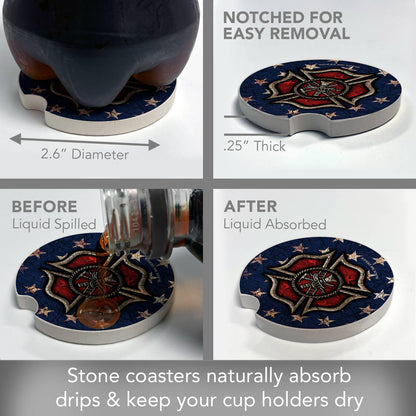 Firefighter Absorbent Stone Car Coaster 1 Pack