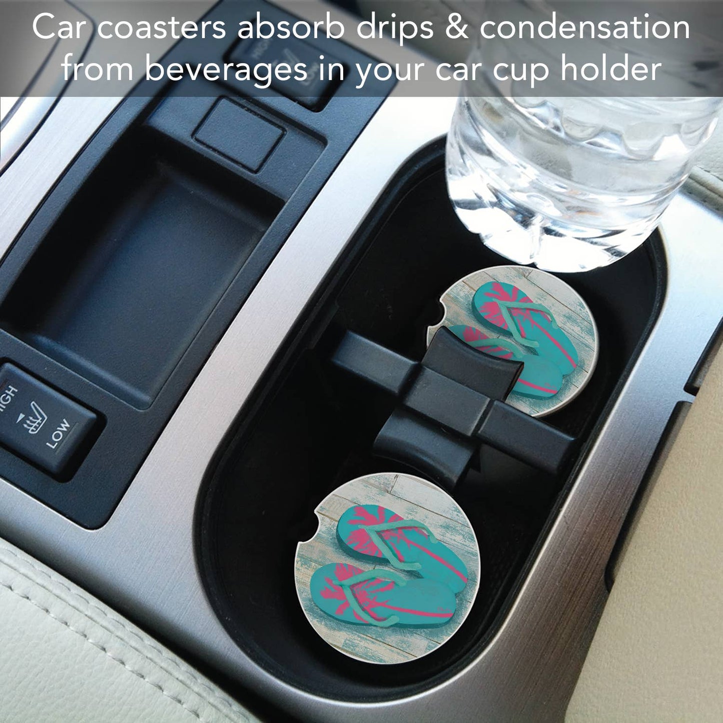 "Pompano Sandals" Absorbent Stone Car Coaster 1pk