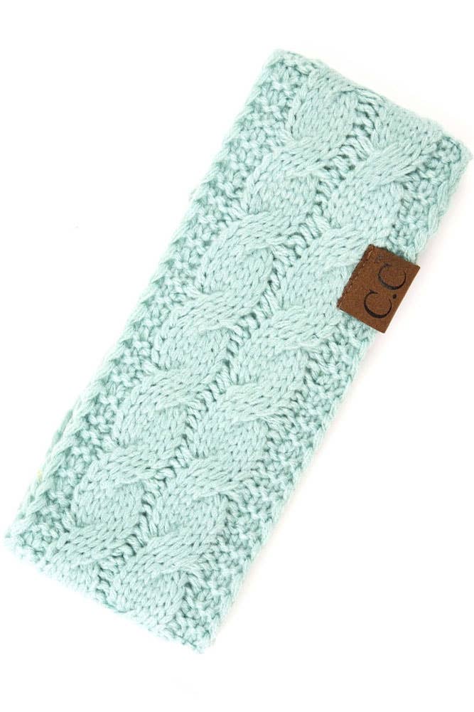 Mint Cable Knit Solid Headband