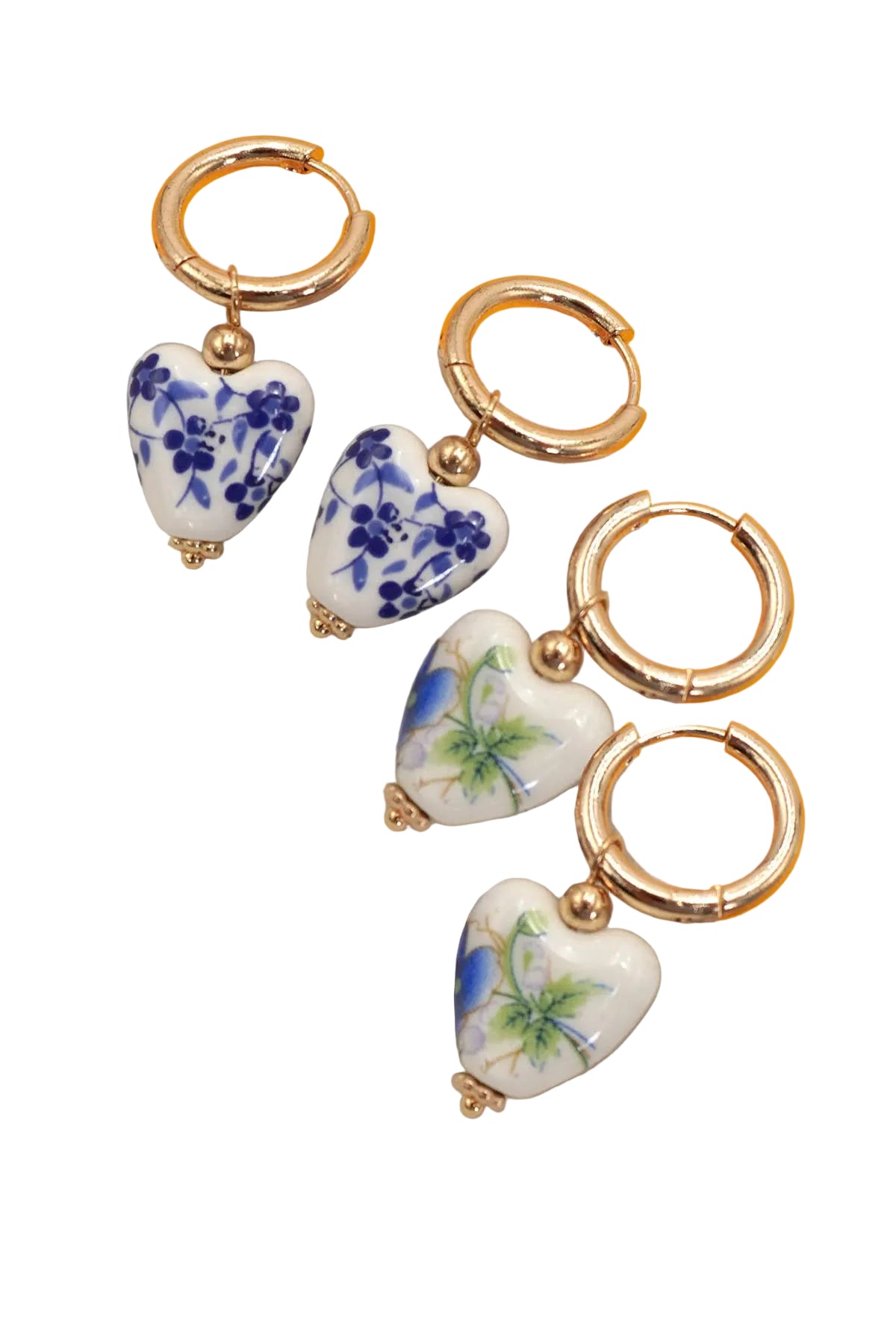 Ceramic Porcelain Heart Huggie Hoop Earring