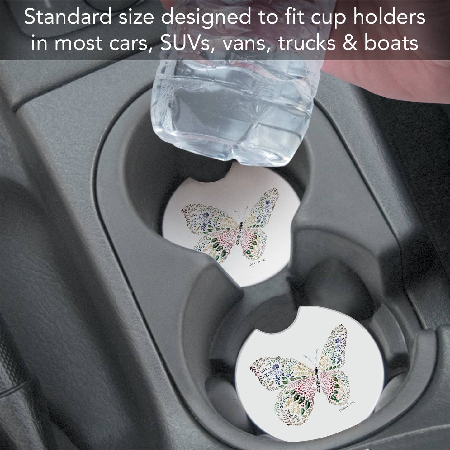 "Nature Butterfly" Absorbent Stone Car Coaster 1pk