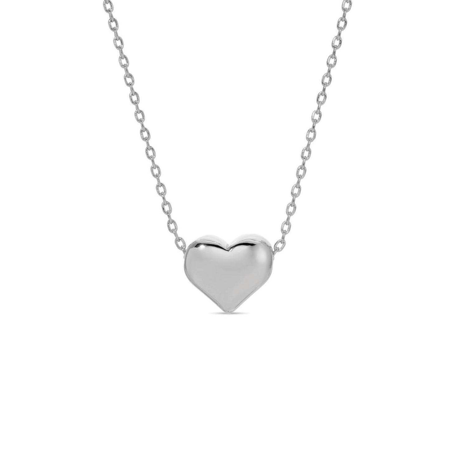 Small Simple Heart Necklace: Silver