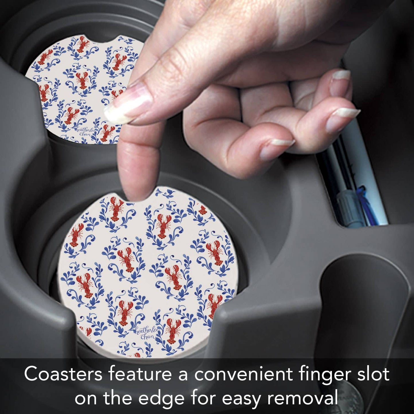 "Lobster Toss" Single Packaged Absorbent Stone Car Coaster