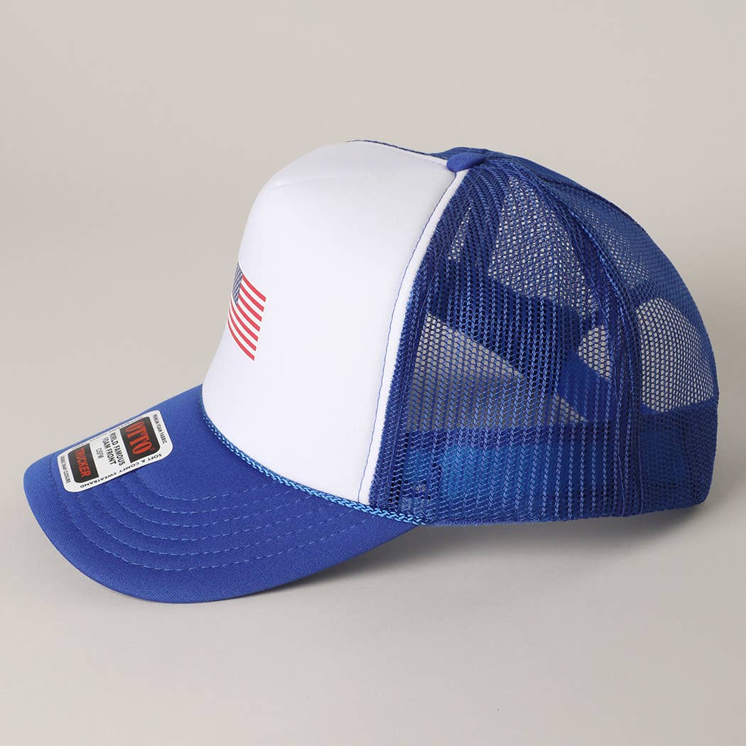 MINT/WHITE/MINT / One Size, USA FLAG Mesh Back Foam Trucker Hat