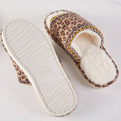 Leopard Cozy Leopard Fleece-Lined Indoor Slippers