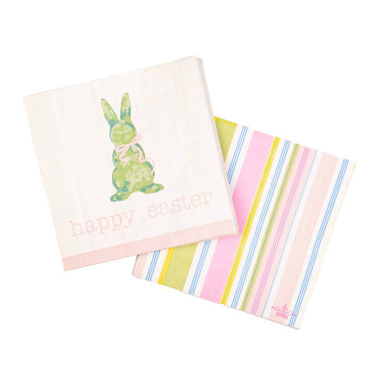 Boxwood Bunny Cocktail Napkins   White/Multi   5x5