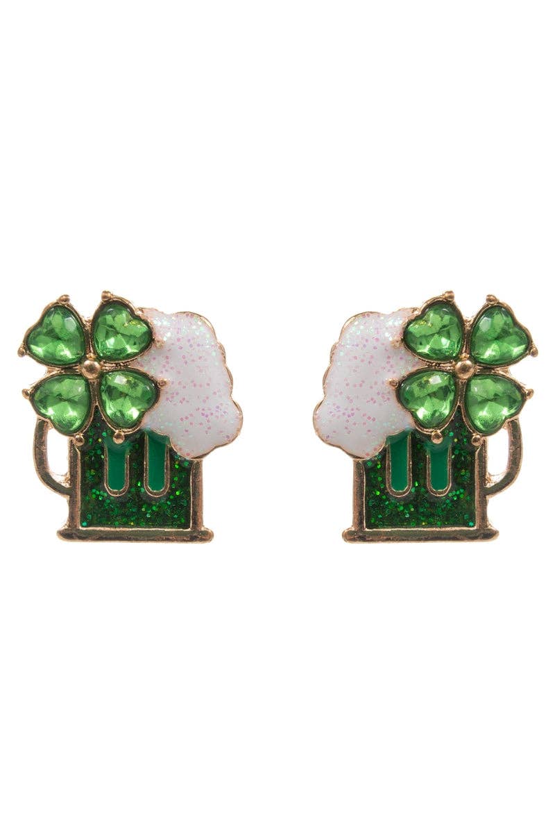 Saint Patricks Beer Enamel Titanium Post Earrings