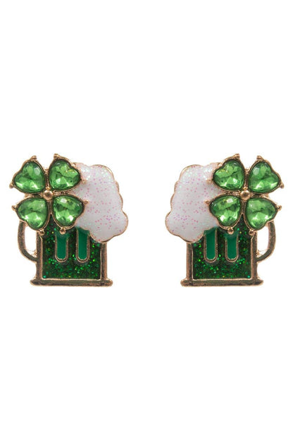 Saint Patricks Beer Enamel Titanium Post Earrings