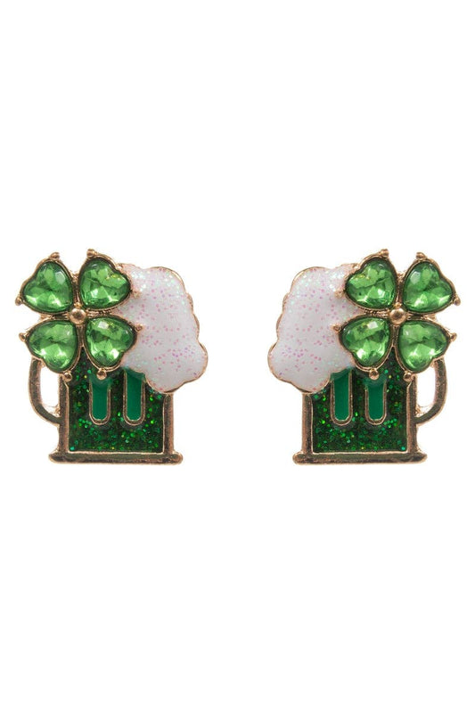 Saint Patricks Beer Enamel Titanium Post Earrings