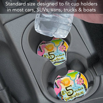 Five O'Clock Somewhere Absorbent Stone Car Coaster 1 Pk