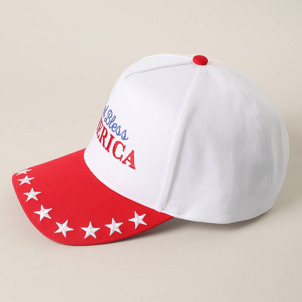 Blue, GOD BLESS AMERICA Embroidered Star Brim Trucker Hat