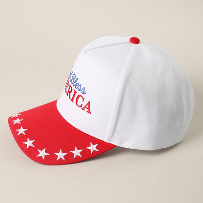 Blue, GOD BLESS AMERICA Embroidered Star Brim Trucker Hat