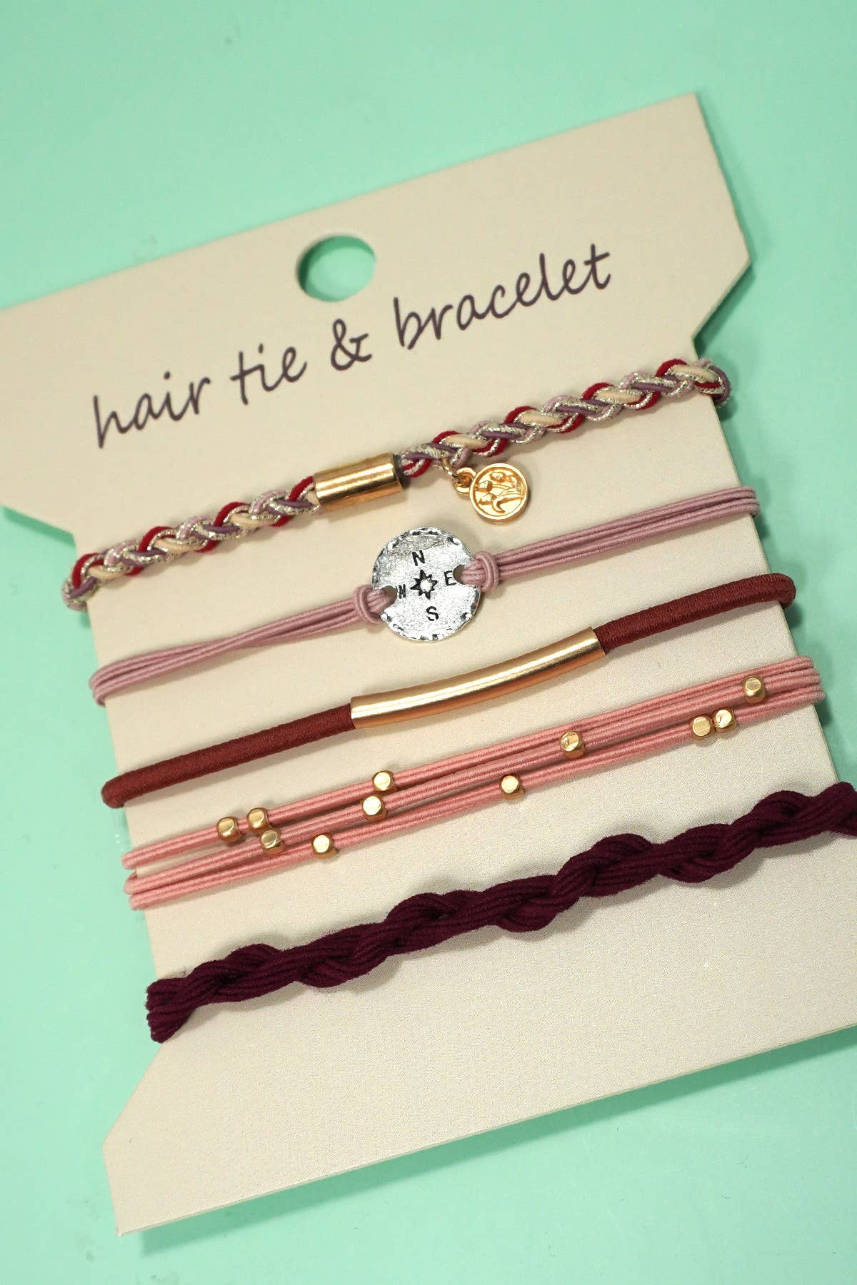 BOHO DUAL FUNCTION KNOT BRACELET HAIR TIES COMPASS